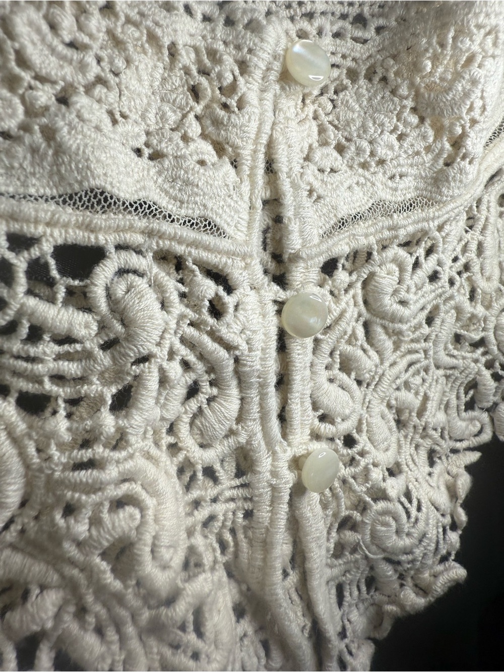 Wildfox Black and Cream Crochet Lace Top - Picture 6 of 10